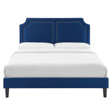 Modway Furniture Novi Performance Velvet Twin Bed 0423 Navy MOD-6798-NAV