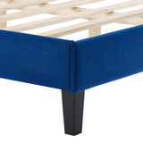 Modway Furniture Novi Performance Velvet Twin Bed 0423 Navy MOD-6798-NAV