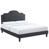 Modway Furniture Aviana Performance Velvet Twin Bed 0423 Charcoal MOD-6799-CHA