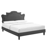 Modway Furniture Neena Performance Velvet Twin Bed 0423 Charcoal MOD-6800-CHA