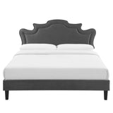 Modway Furniture Neena Performance Velvet Twin Bed 0423 Charcoal MOD-6800-CHA