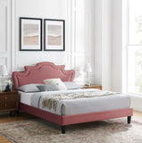 Modway Furniture Neena Performance Velvet Twin Bed 0423 Dusty Rose MOD-6800-DUS