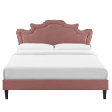 Modway Furniture Neena Performance Velvet Twin Bed 0423 Dusty Rose MOD-6800-DUS