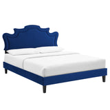 Modway Furniture Neena Performance Velvet Twin Bed 0423 Navy MOD-6800-NAV