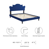 Modway Furniture Neena Performance Velvet Twin Bed 0423 Navy MOD-6800-NAV