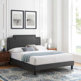 Modway Furniture Liva Performance Velvet Twin Bed 0423 Charcoal MOD-6801-CHA