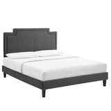 Modway Furniture Liva Performance Velvet Twin Bed 0423 Charcoal MOD-6801-CHA