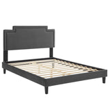 Modway Furniture Liva Performance Velvet Twin Bed 0423 Charcoal MOD-6801-CHA