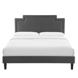 Modway Furniture Liva Performance Velvet Twin Bed 0423 Charcoal MOD-6801-CHA