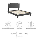 Modway Furniture Liva Performance Velvet Twin Bed 0423 Charcoal MOD-6801-CHA