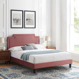 Modway Furniture Liva Performance Velvet Twin Bed 0423 Dusty Rose MOD-6801-DUS