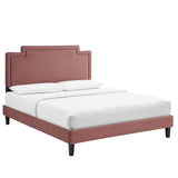 Modway Furniture Liva Performance Velvet Twin Bed 0423 Dusty Rose MOD-6801-DUS