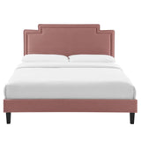 Modway Furniture Liva Performance Velvet Twin Bed 0423 Dusty Rose MOD-6801-DUS