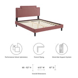 Modway Furniture Liva Performance Velvet Twin Bed 0423 Dusty Rose MOD-6801-DUS