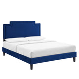 Modway Furniture Liva Performance Velvet Twin Bed 0423 Navy MOD-6801-NAV