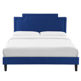 Modway Furniture Liva Performance Velvet Twin Bed 0423 Navy MOD-6801-NAV