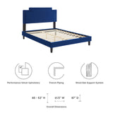 Modway Furniture Liva Performance Velvet Twin Bed 0423 Navy MOD-6801-NAV