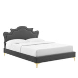 Modway Furniture Neena Performance Velvet Full Bed 0423 Charcoal MOD-6805-CHA