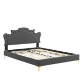 Modway Furniture Neena Performance Velvet Full Bed 0423 Charcoal MOD-6805-CHA