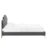 Modway Furniture Neena Performance Velvet Full Bed 0423 Charcoal MOD-6805-CHA