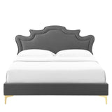 Modway Furniture Neena Performance Velvet Full Bed 0423 Charcoal MOD-6805-CHA