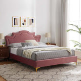 Modway Furniture Neena Performance Velvet Full Bed 0423 Dusty Rose MOD-6805-DUS