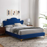 Modway Furniture Neena Performance Velvet Full Bed 0423 Navy MOD-6805-NAV