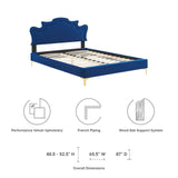 Modway Furniture Neena Performance Velvet Full Bed 0423 Navy MOD-6805-NAV