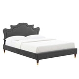 Modway Furniture Neena Performance Velvet Full Bed 0423 Charcoal MOD-6810-CHA