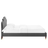 Modway Furniture Neena Performance Velvet Full Bed 0423 Charcoal MOD-6810-CHA