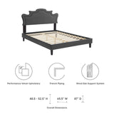 Modway Furniture Neena Performance Velvet Full Bed 0423 Charcoal MOD-6815-CHA