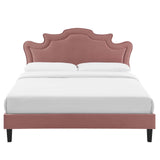 Modway Furniture Neena Performance Velvet Full Bed 0423 Dusty Rose MOD-6815-DUS