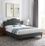 Modway Furniture Neena Performance Velvet Queen Bed 0423 Charcoal MOD-6825-CHA