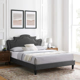 Modway Furniture Neena Performance Velvet Queen Bed 0423 Charcoal MOD-6830-CHA