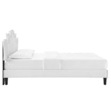 Modway Furniture Neena Performance Velvet Queen Bed 0423 White MOD-6830-WHI