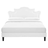 Modway Furniture Neena Performance Velvet Queen Bed 0423 White MOD-6830-WHI