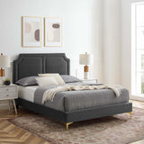 Modway Furniture Novi Performance Velvet King Bed 0423 Charcoal MOD-6833-CHA