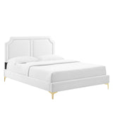 Modway Furniture Novi Performance Velvet King Bed 0423 White MOD-6833-WHI