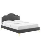 Modway Furniture Aviana Performance Velvet King Bed 0423 Charcoal MOD-6834-CHA
