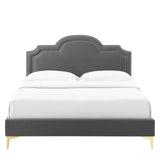 Modway Furniture Aviana Performance Velvet King Bed 0423 Charcoal MOD-6834-CHA