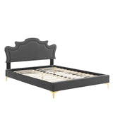 Modway Furniture Neena Performance Velvet King Bed 0423 Charcoal MOD-6835-CHA