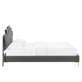Modway Furniture Neena Performance Velvet King Bed 0423 Charcoal MOD-6835-CHA
