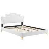 Modway Furniture Neena Performance Velvet King Bed 0423 White MOD-6835-WHI