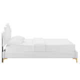 Modway Furniture Neena Performance Velvet King Bed 0423 White MOD-6835-WHI
