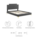 Modway Furniture Liva Performance Velvet King Bed 0423 Charcoal MOD-6836-CHA