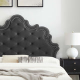 Modway Furniture Sasha Button-Tufted Performance Velvet King Bed 0423 Charcoal MOD-6837-CHA