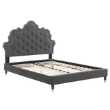 Modway Furniture Sasha Button-Tufted Performance Velvet King Bed 0423 Charcoal MOD-6837-CHA