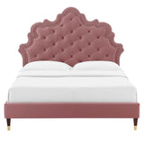Modway Furniture Sasha Button-Tufted Performance Velvet King Bed 0423 Dusty Rose MOD-6837-DUS