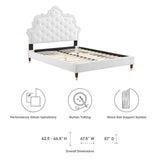 Modway Furniture Sasha Button-Tufted Performance Velvet King Bed 0423 White MOD-6837-WHI