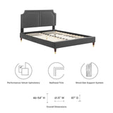 Modway Furniture Novi Performance Velvet King Bed 0423 Charcoal MOD-6838-CHA